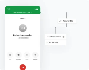 Call forwarding option to external number (graphical representation).