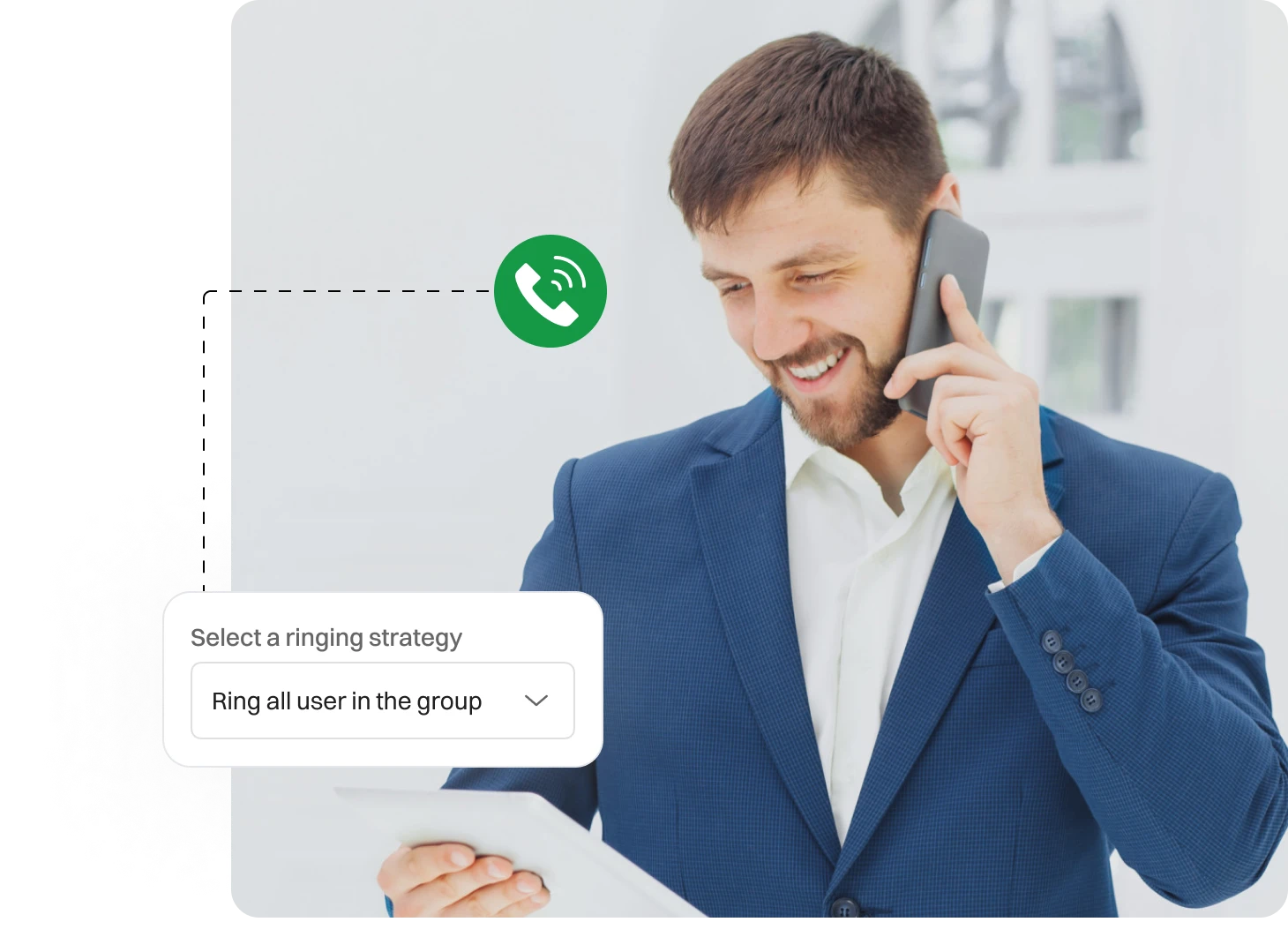 Select a ringing strategy with the help of Dialaxy app.