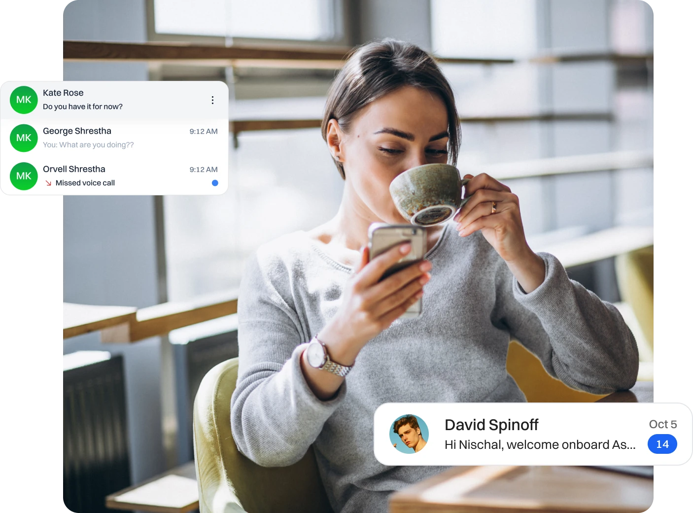 A lady running SMS campaign and sending targeted messages to connect with the audiences.