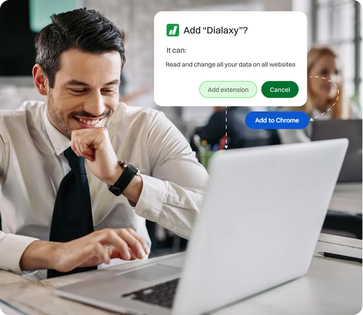 Notice to Add Dialaxy Chrome Extension to a User.