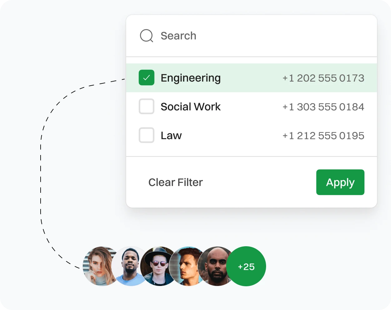A Specific number being assigned to Engineering, social work, and law faculty.