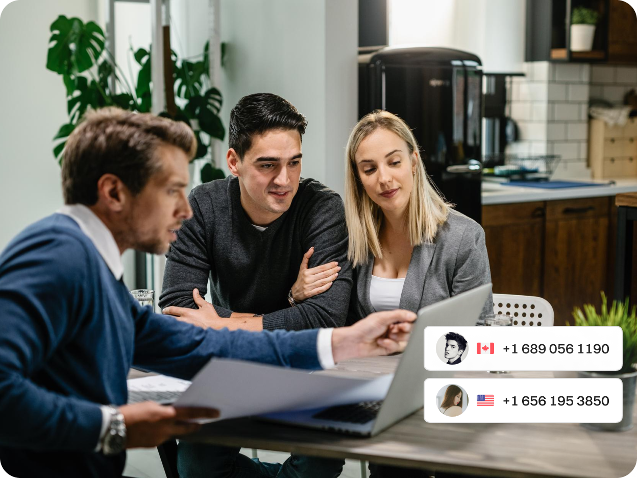 Insurance agents analyzing the communication data of clients through their numbers.