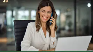 A girl managing calls for small business.