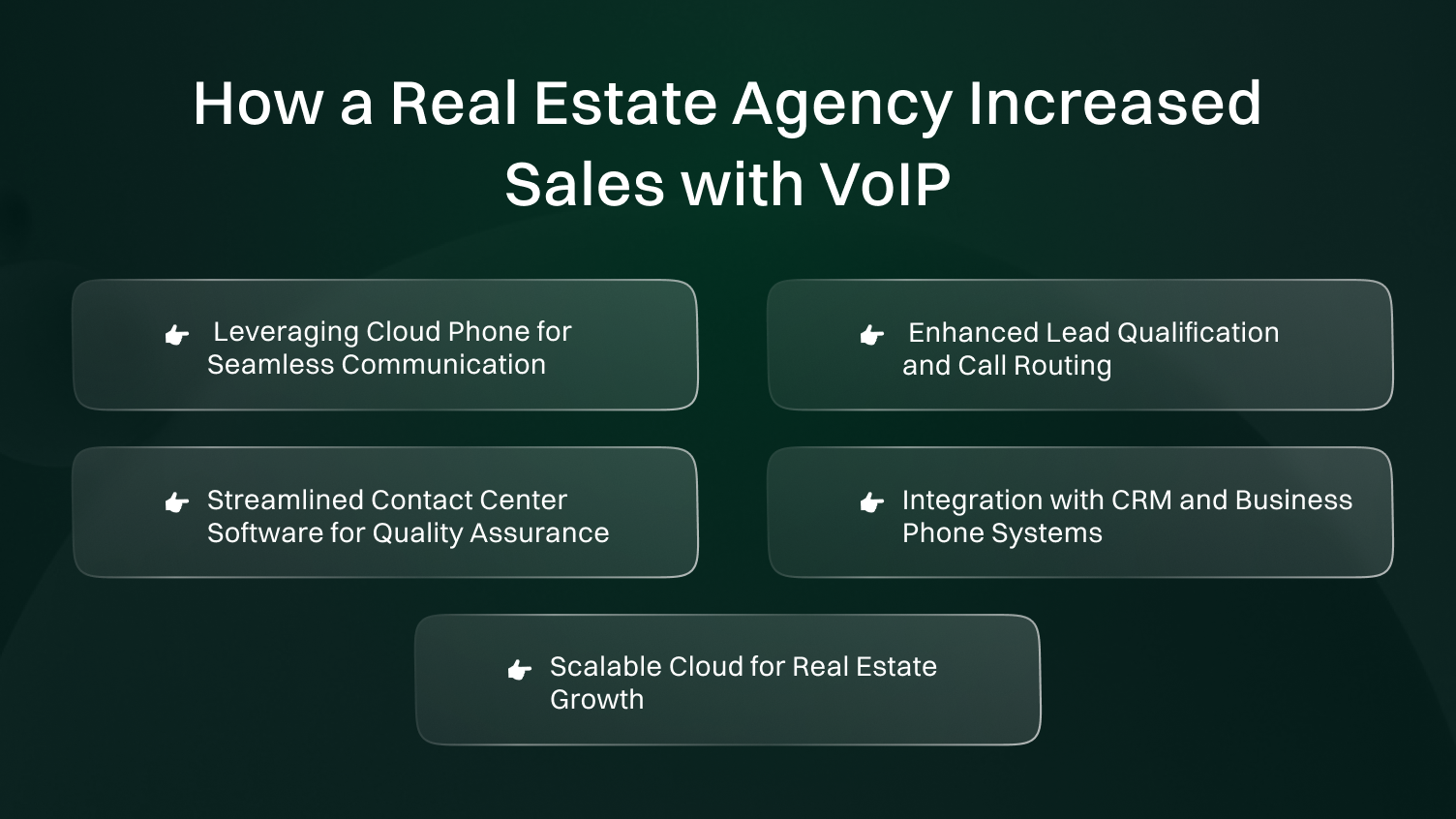 Points about how a real state agnecy increased sales with voip.
