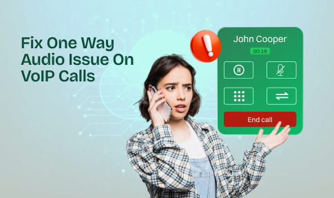 A woman feeling frustrated due to a one-way audio issue.