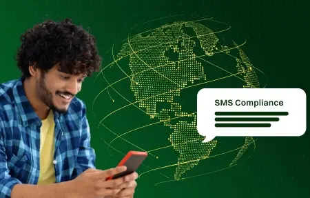 A guy sending SMS through phone by complying to the standards.