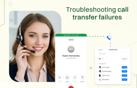 Customer support agent troubleshooting call transfer failure