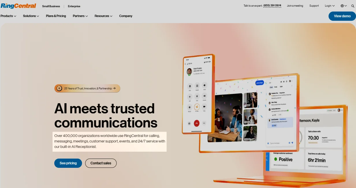 Ringcentral homepage