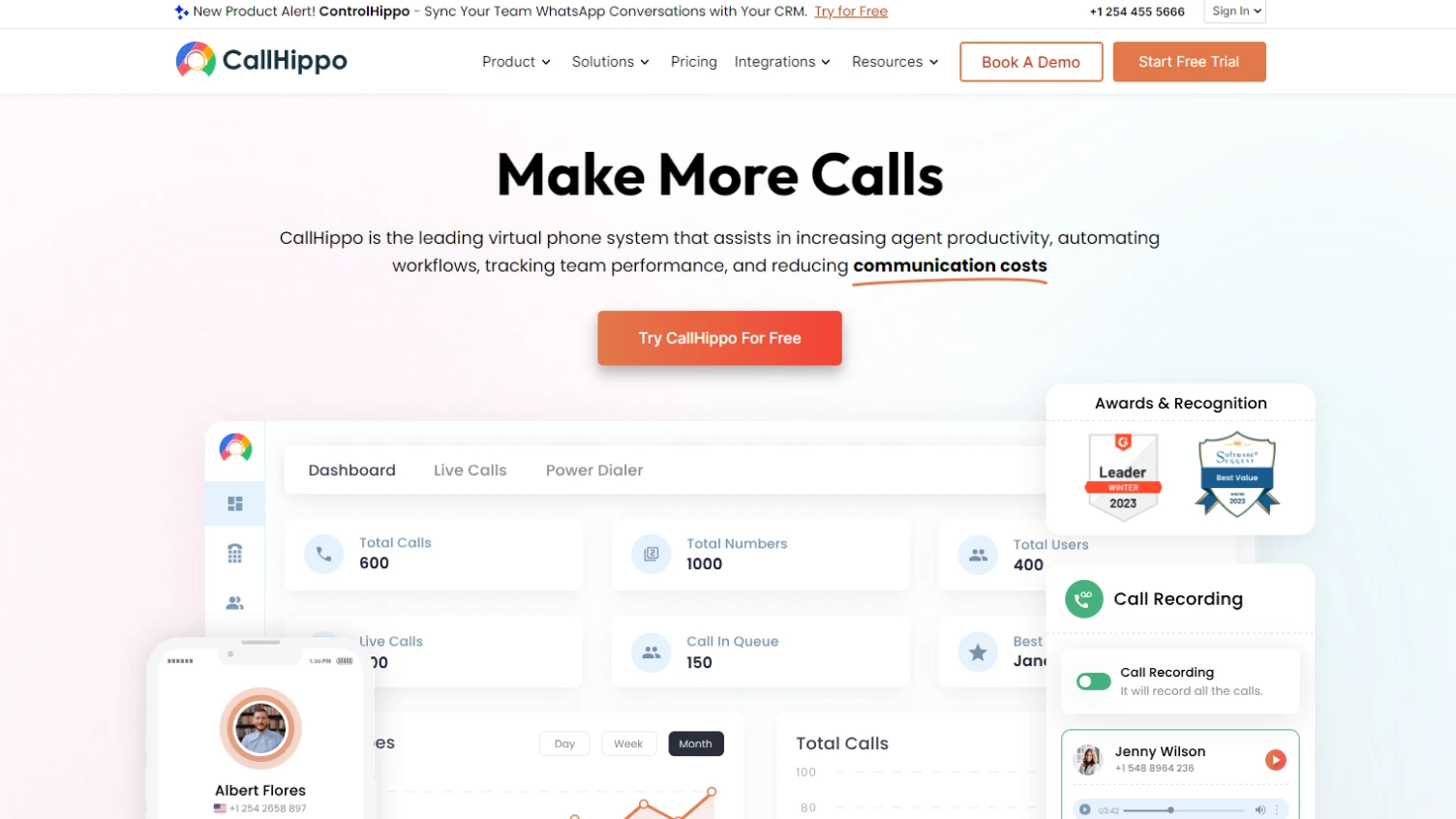 Callhippo homepage