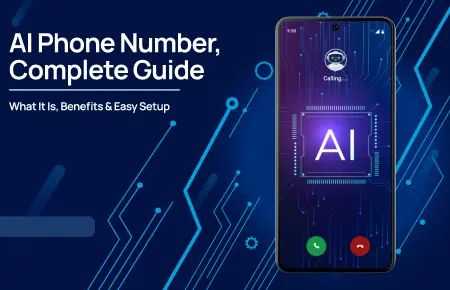 Illustration of a smartphone displaying an AI calling screen.