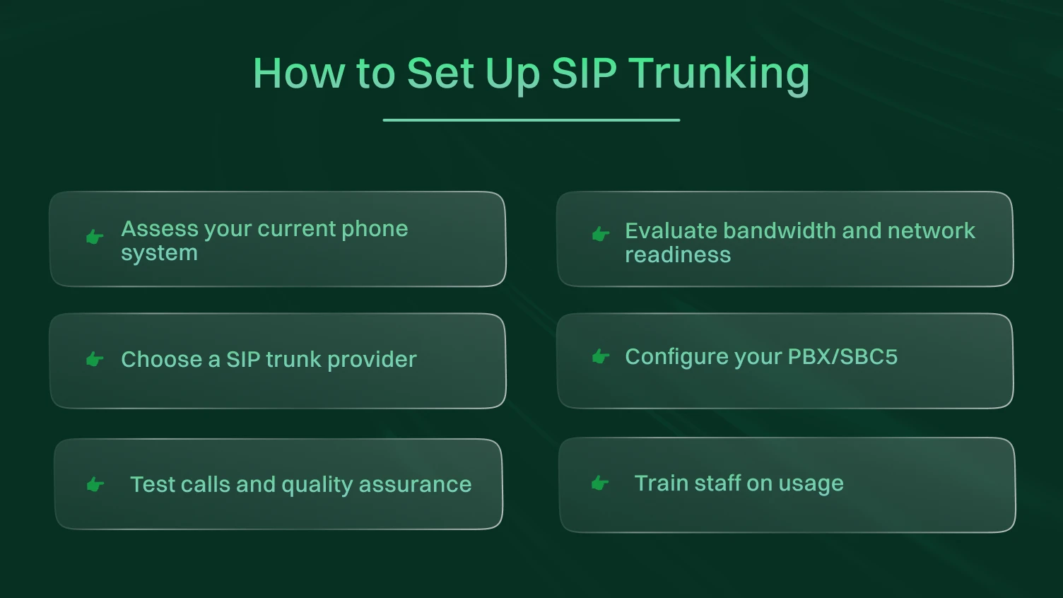 This image shows step by step methods on how to set up sip trunking.