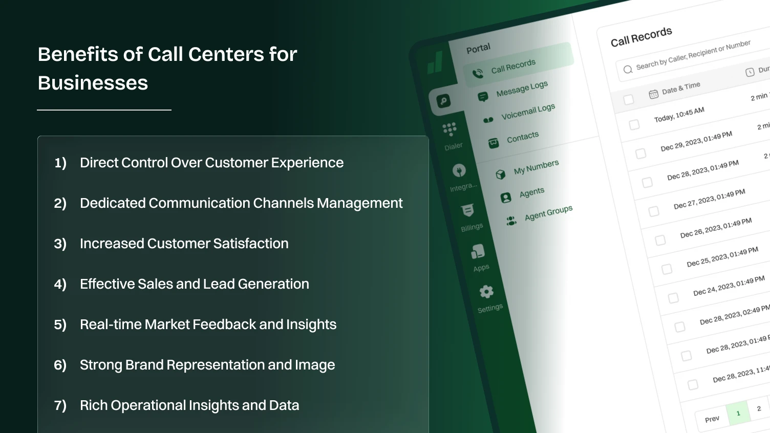 This image shows benefits of call centers for businesses.