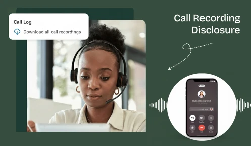 A girl Involving in a call recording disclosure process.