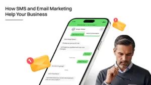 A guy checking SMS campaign in his mobile phone.