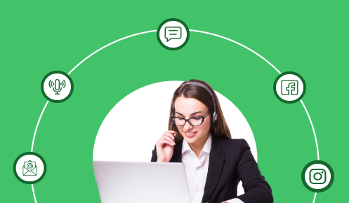 A women providing information about different omnichannel contact center.